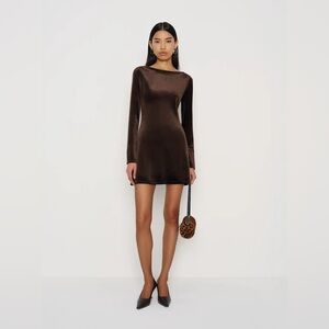 Reformation Espresso Velvet Jaelynn Knit Dress